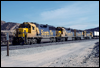 ATSF 4017 leads a matched set of GP60s west through Summit, CA, 1988
