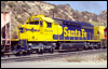 SD40-2 5038 in Cajon Pass at the Swarthout Canyon Road crossing east of Blue Cut, CA, 1988